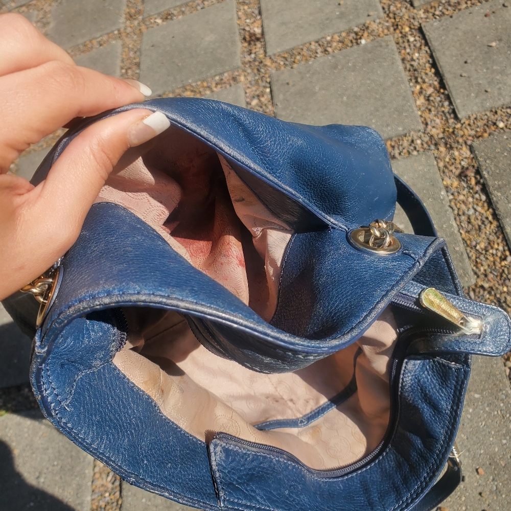 Michael Kors blue leather chain strap shoulder bag - Picture 12 of 12